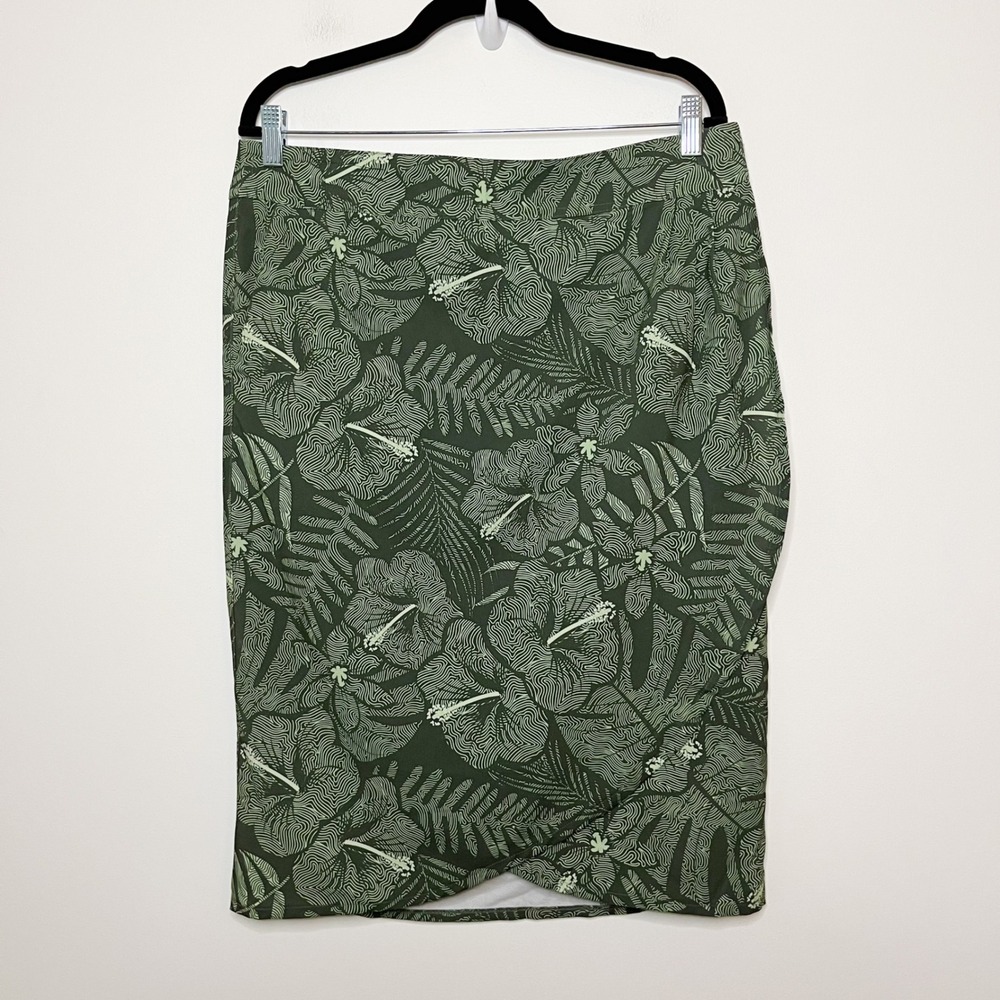 Ripskirt Hawaii Midi Wrap Skirt Length 3 Womens Large Green Tropical Floral